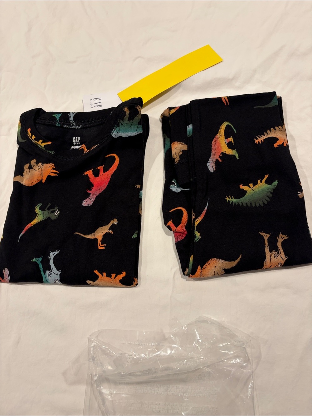 GAP Kids Black Dinosaur Pajama Set - Multicolor Dino Print Soft Cotton NWT